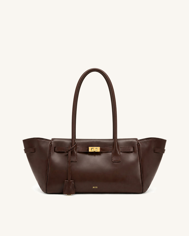 Ava Vegan Leather Tote Bag - Brown
