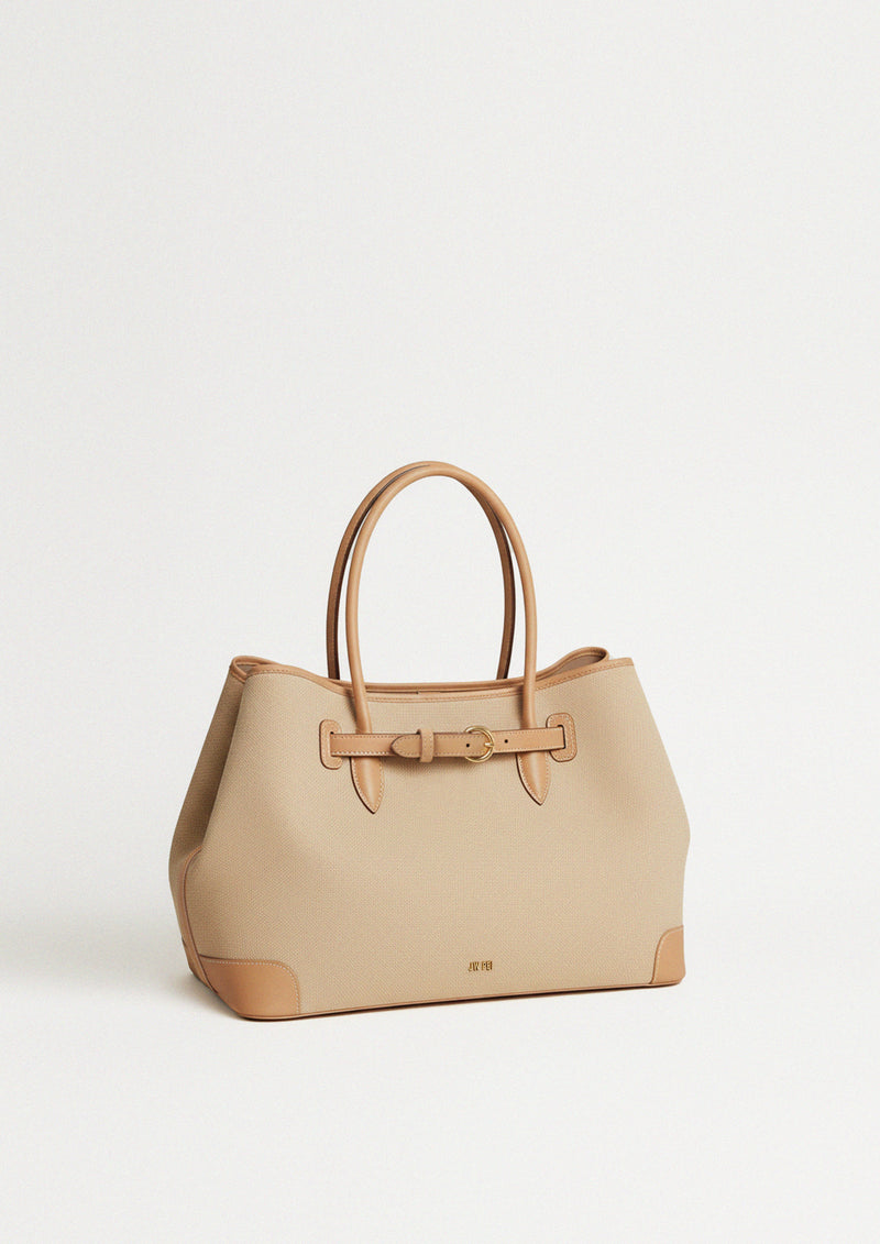 Ava Structured Tote - Beige