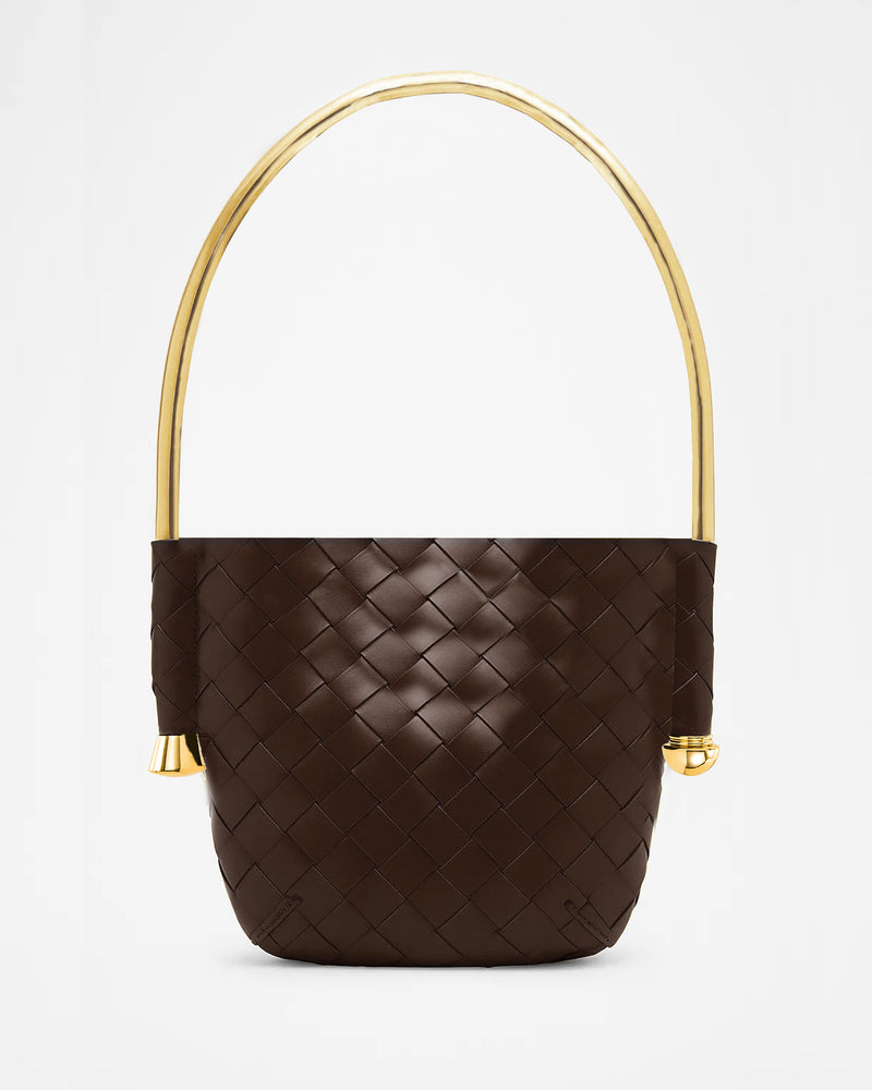 Avery Woven Bucket Bag - Brown
