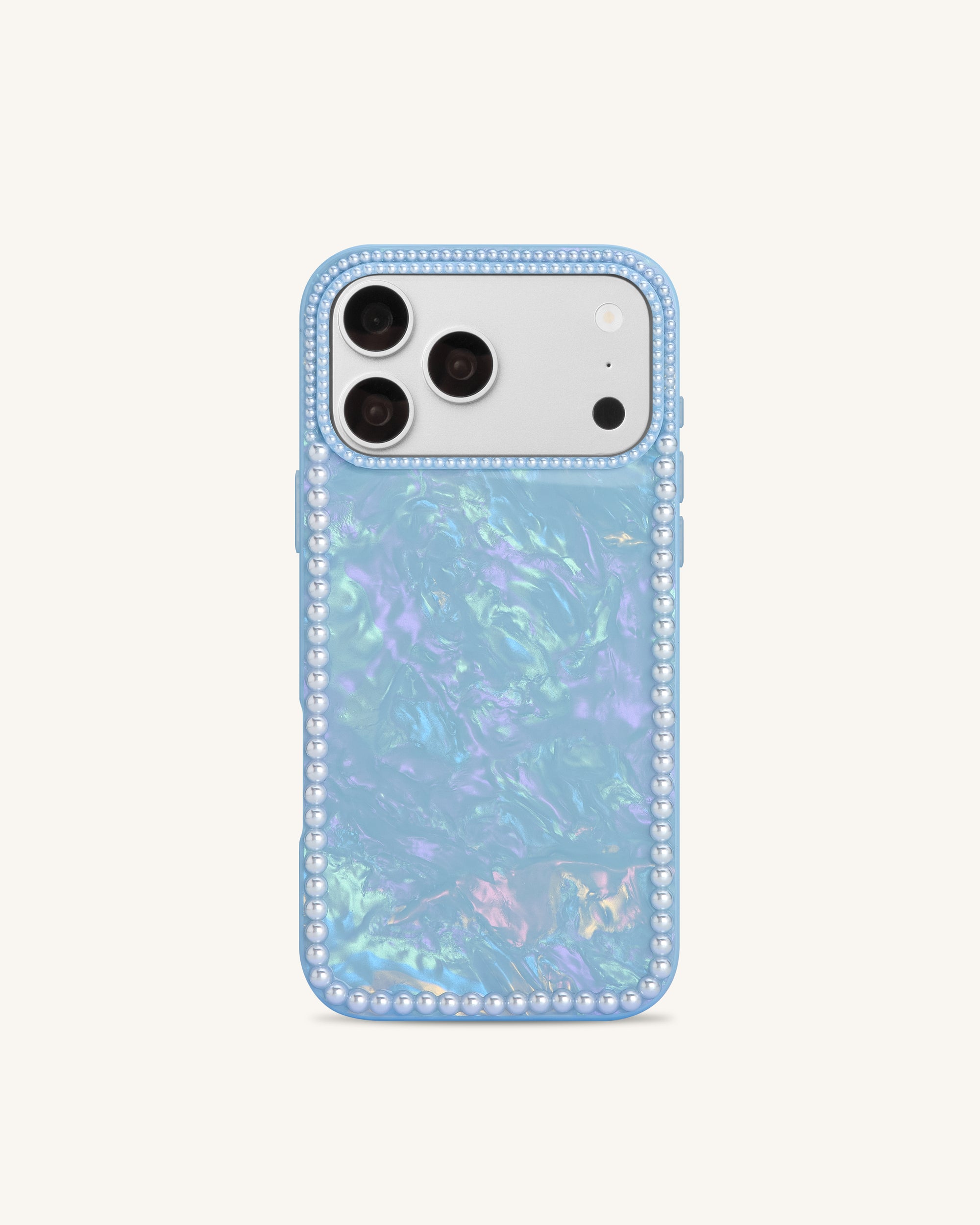 Pearl Marble Artificial Crystal Phone Case - Iridescent Blue