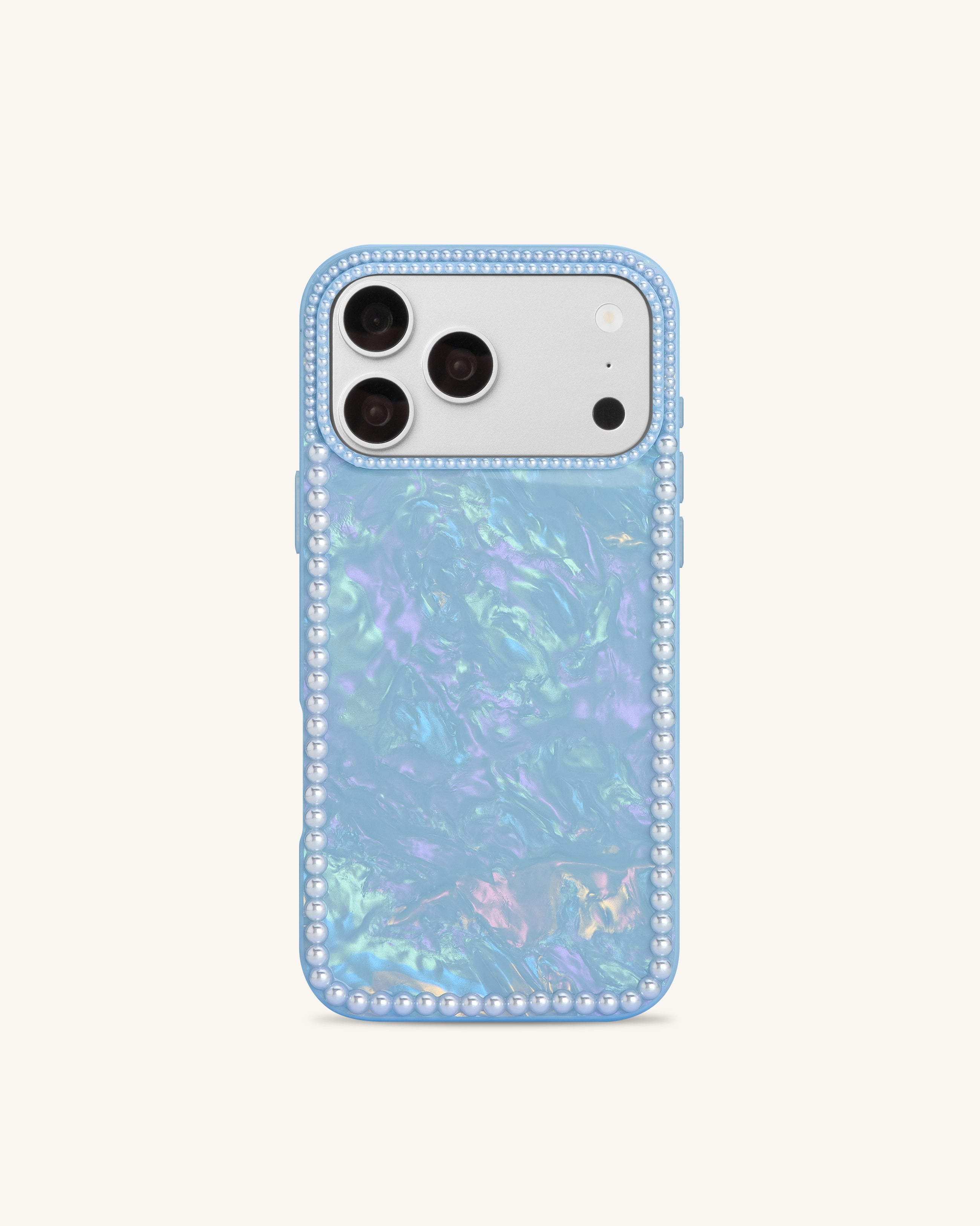 Pearl Marble Artificial Crystal Phone Case - Iridescent Blue