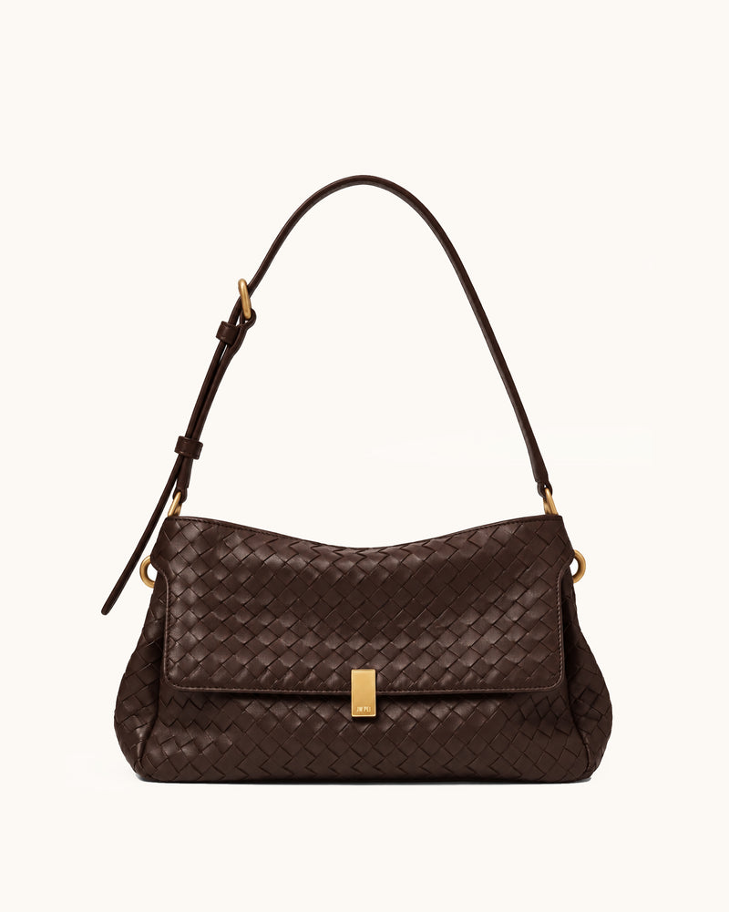 Delphine Woven Shoulder Bag - Brown