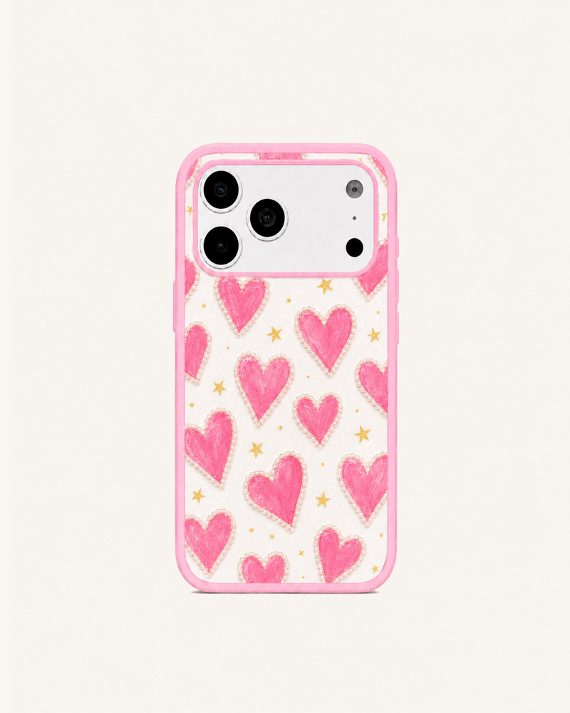 Pink Heart Pattern Phone Case – Pink
