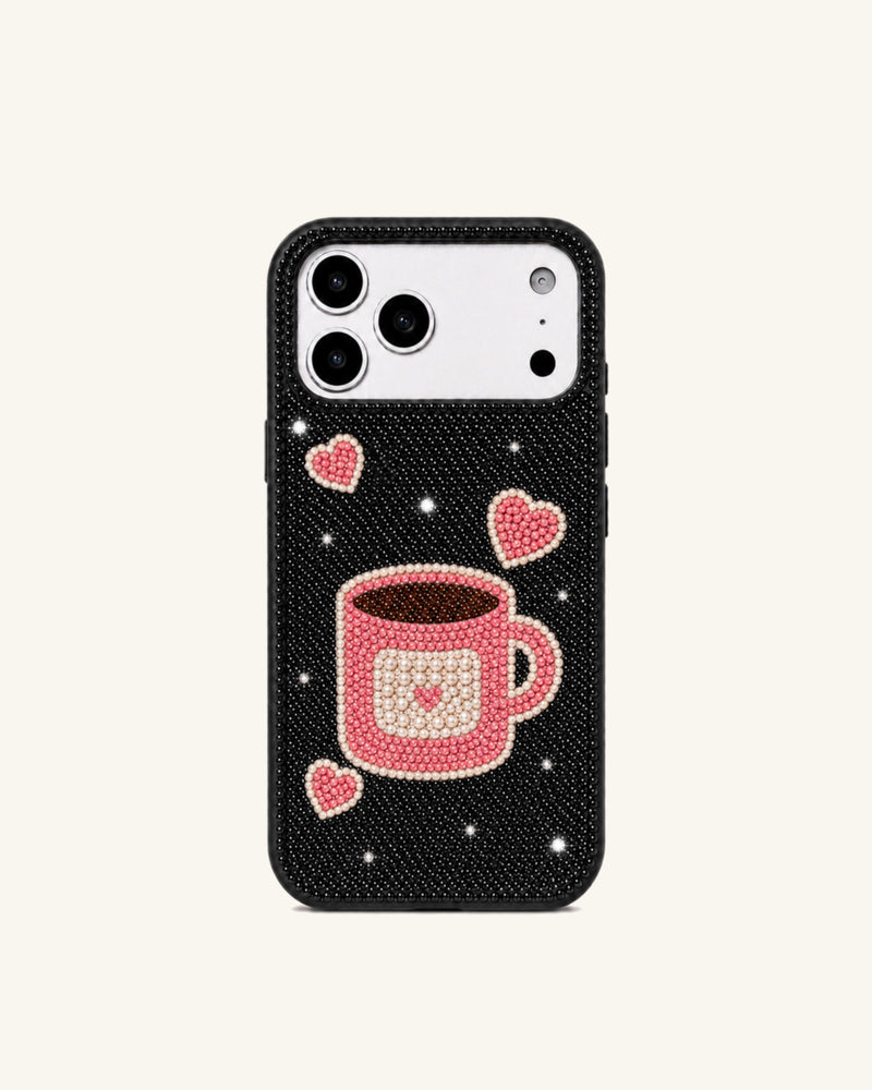 Coffee Mug Heart Phone Case – Black
