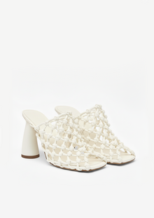 Aria Woven Mules – White