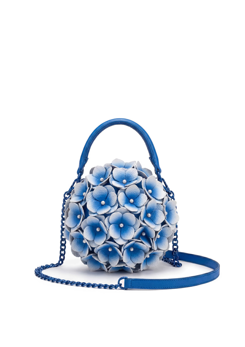 Hydrangea Floral Top Handle Bag – Blue
