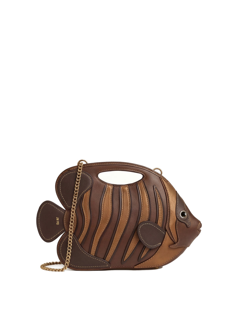 Striped Fish Chain Bag – Brown