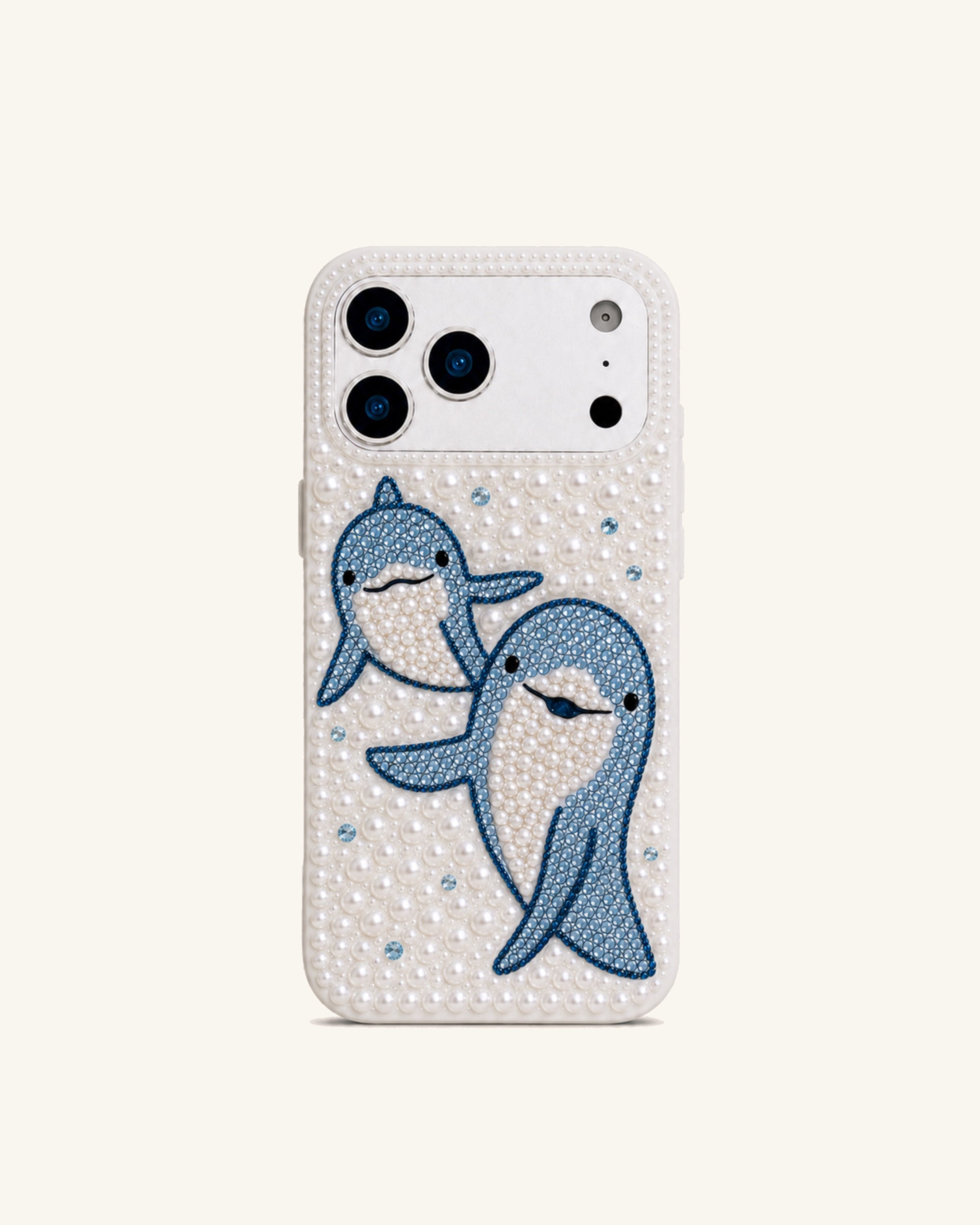 Blue Dolphin Pearl Phone Case – White