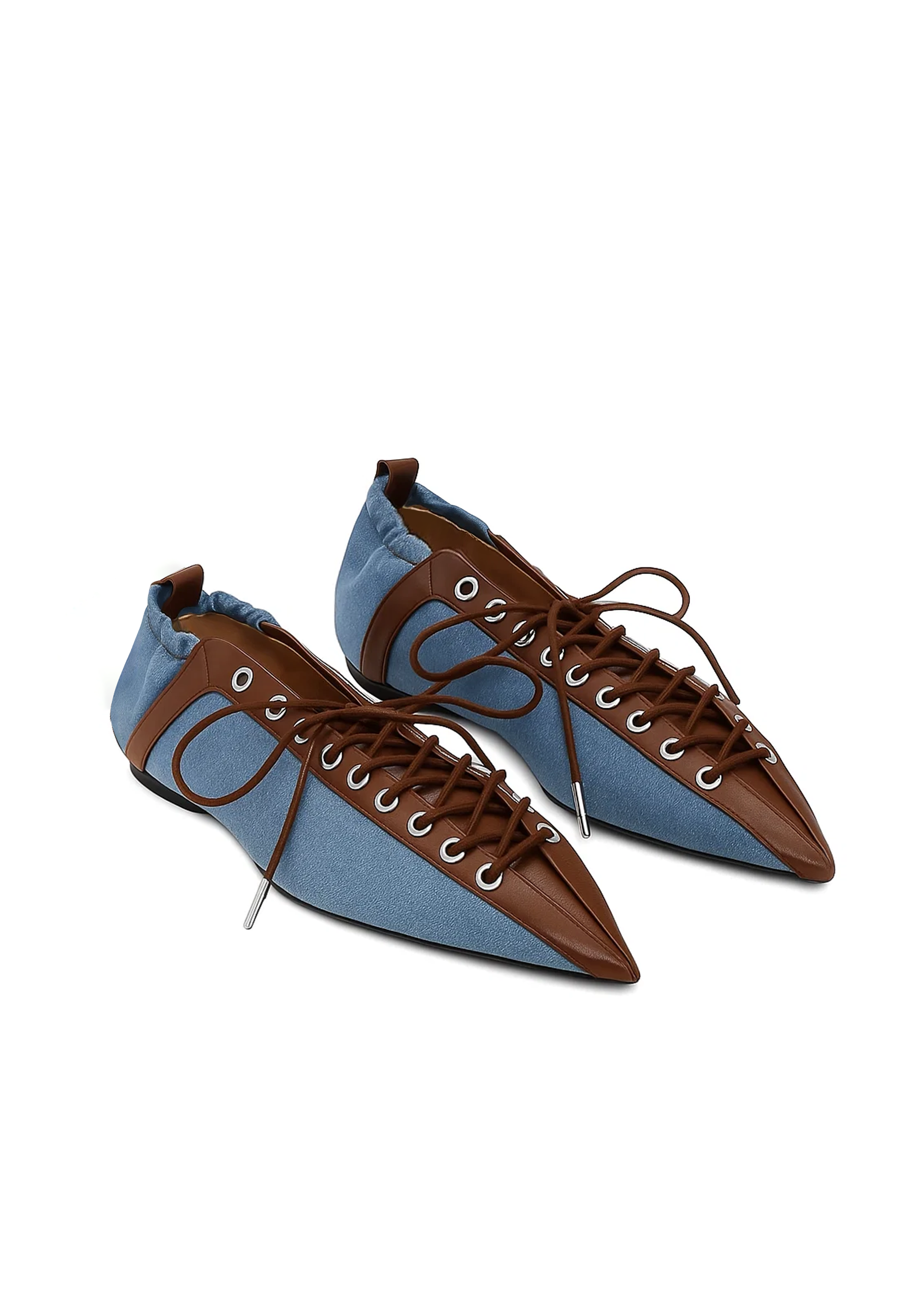 Ava Lace-Up Flats – Blue