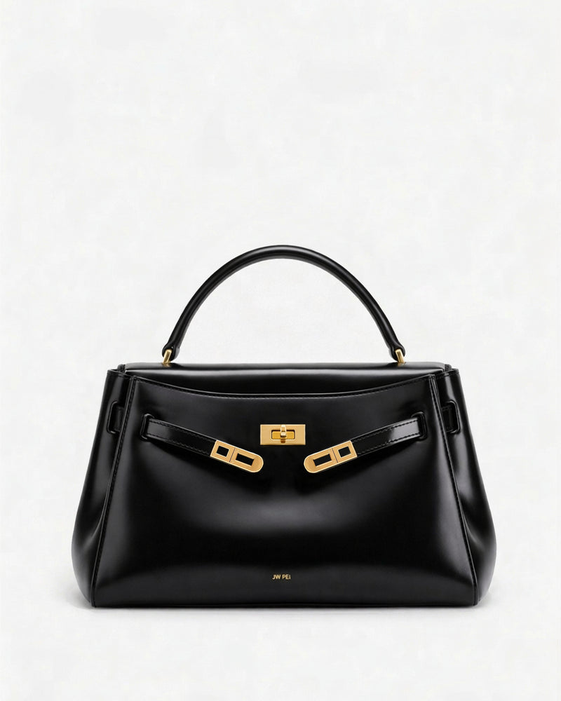 Twist-Lock Top Handle Bag - Black