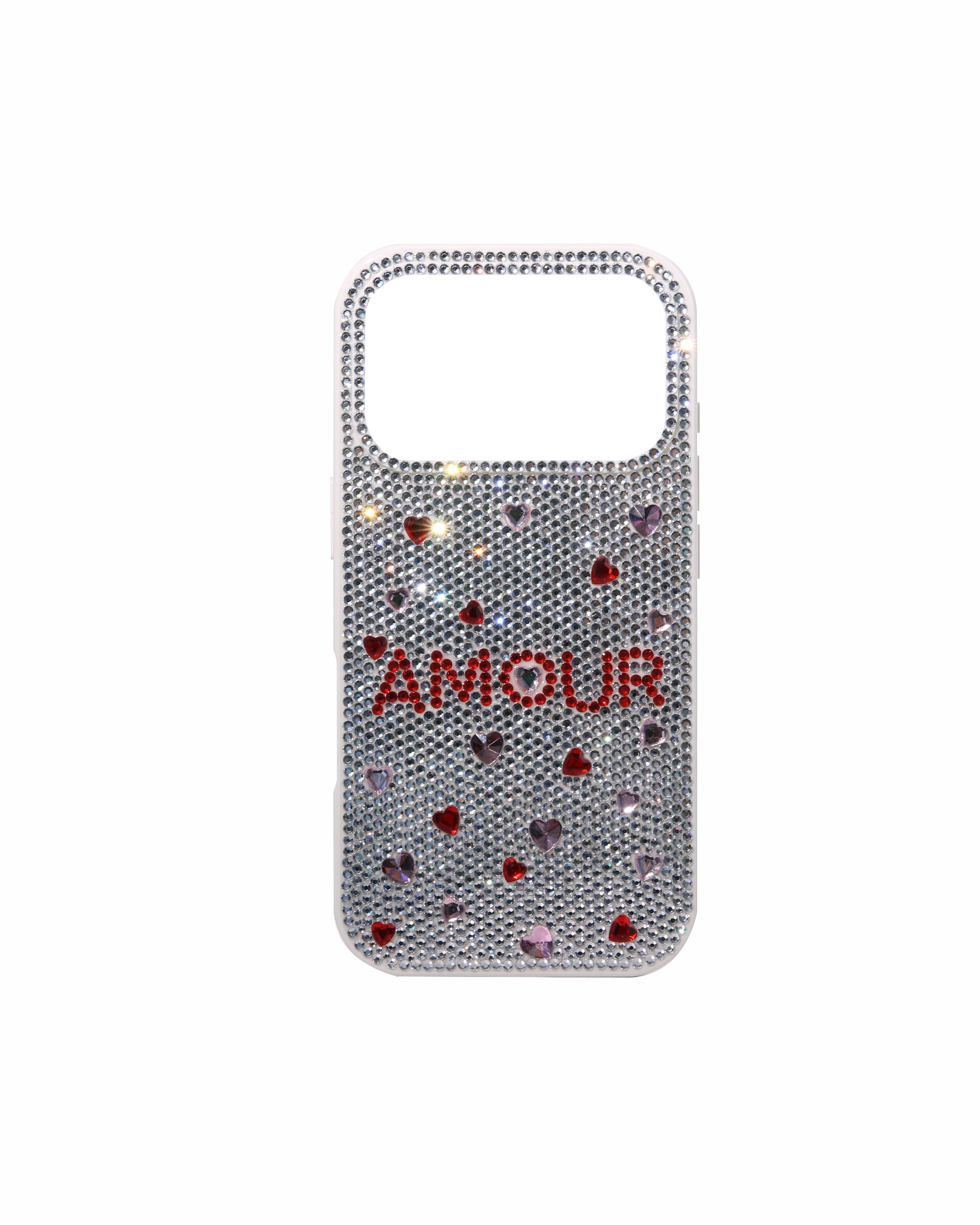 Heart Amour Artificial Crystal Phone Case – White