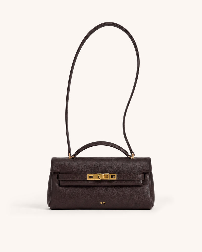 Noor East-West Shoulder Bag - Dark Brown