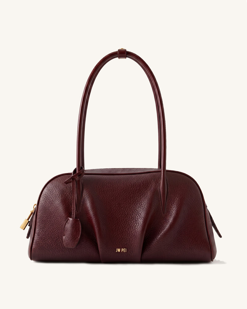 Avery Pebbled Shoulder Bag - Burgundy