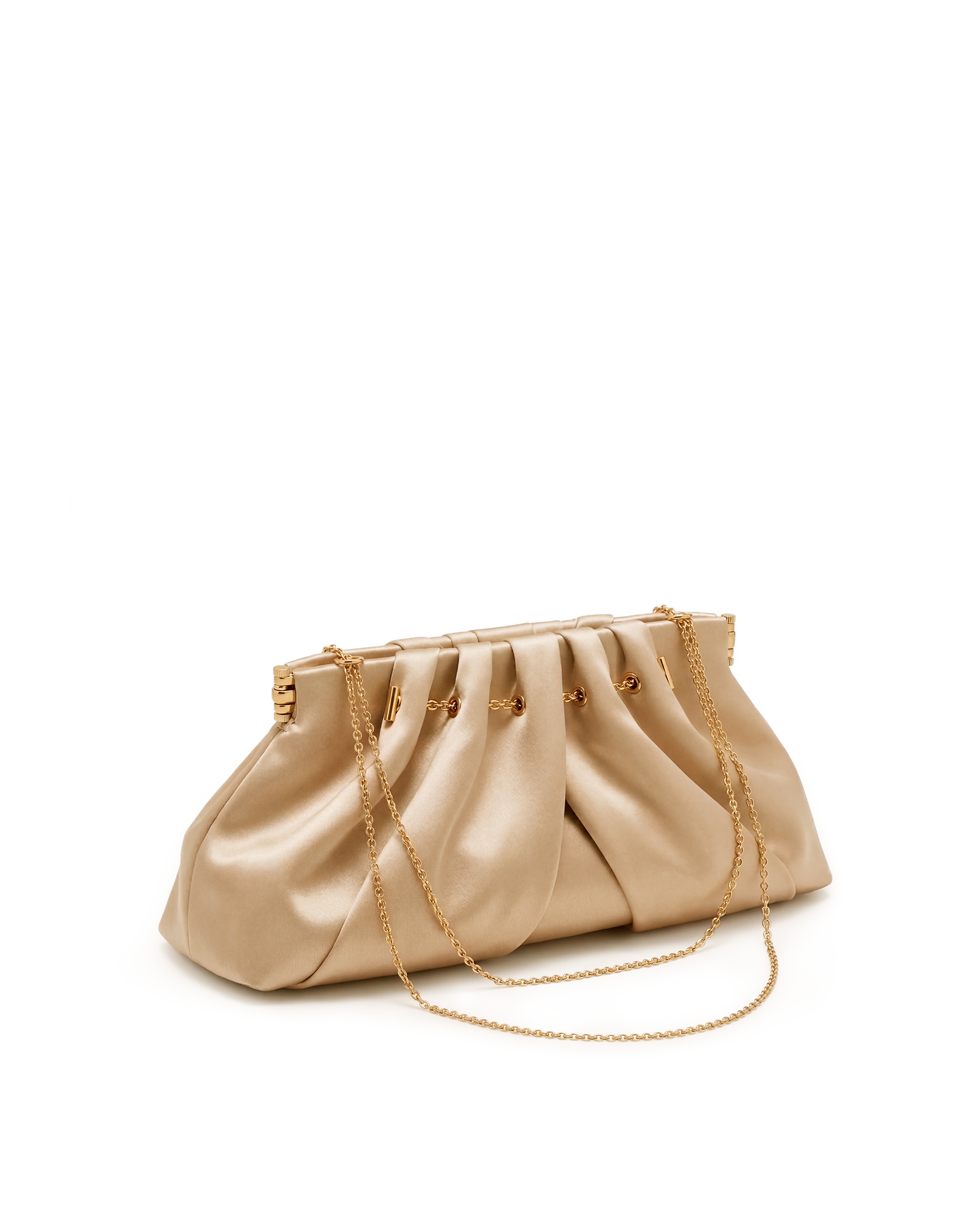 Mia Ruched Satin Clutch - Gold