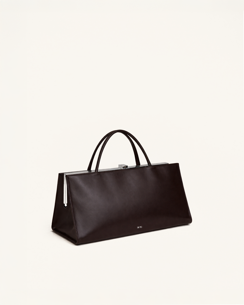 Ava Trapezoid Top Handle Bag - Brown