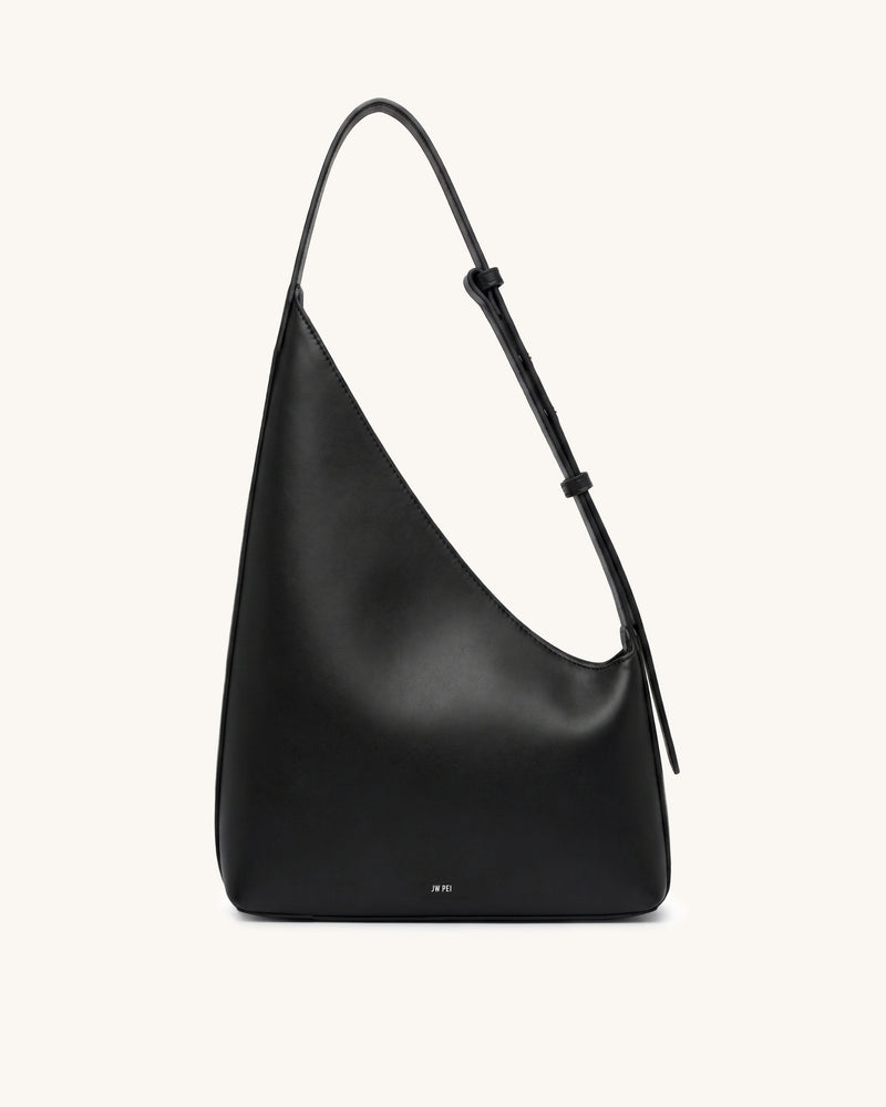 Harlee Asymmetrical Hobo Shoulder Bag – Black