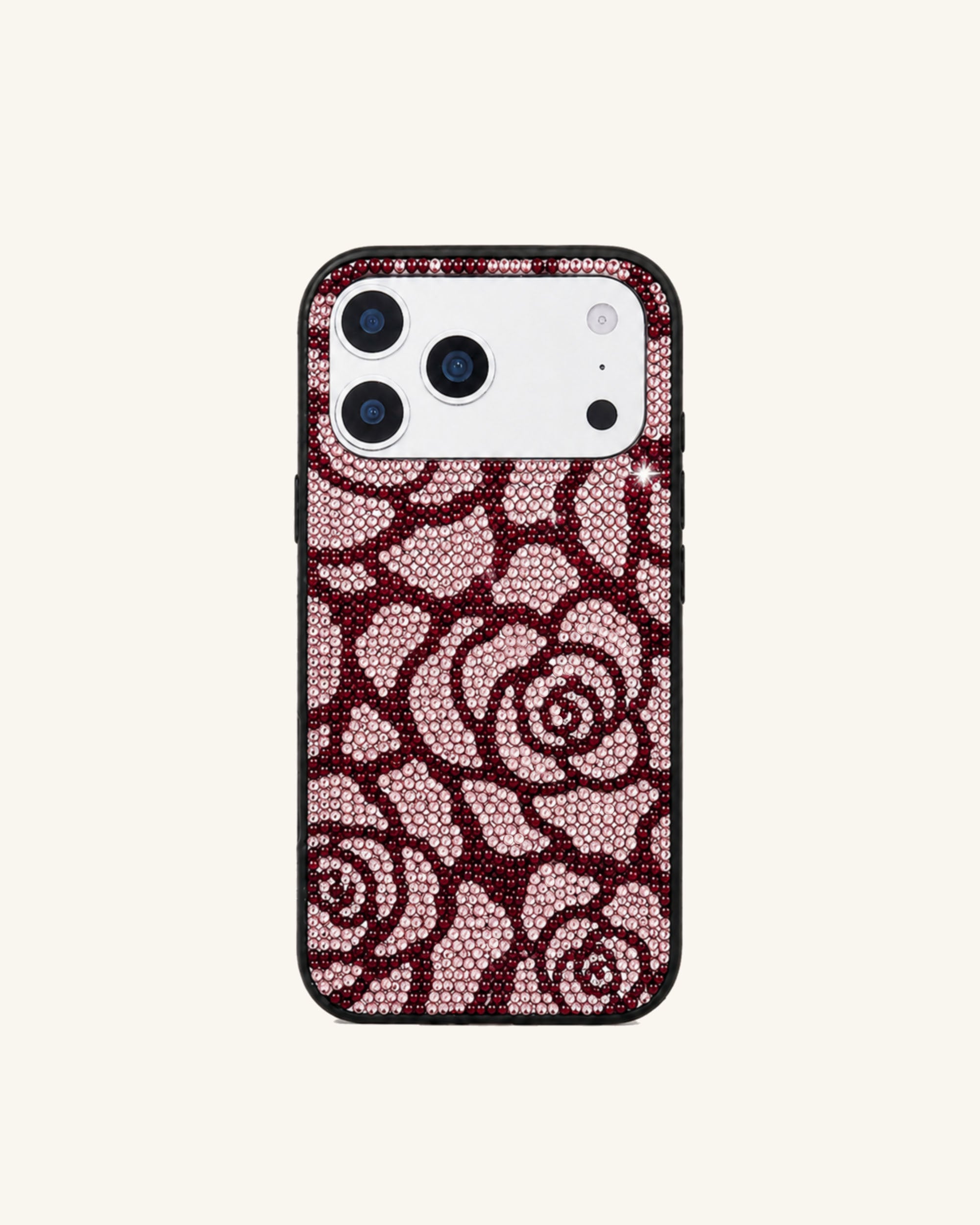 Rose Artificial Crystal Phone Case - Burgundy