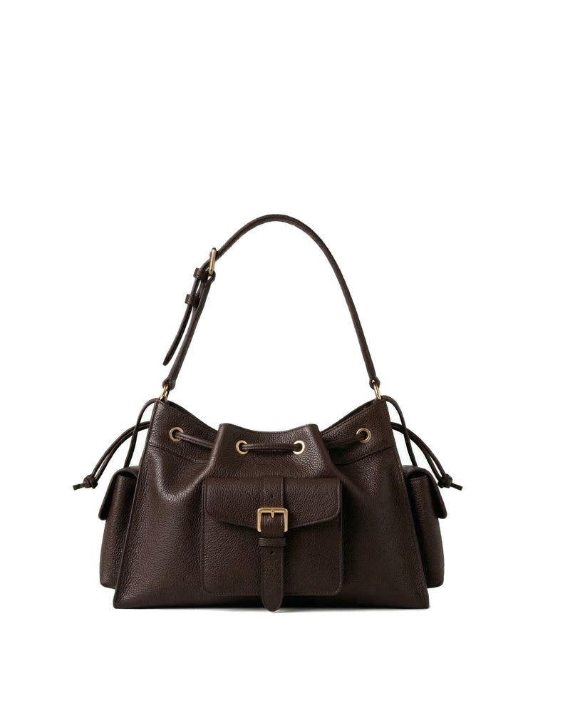 Harper Drawstring Shoulder Bag - Brown