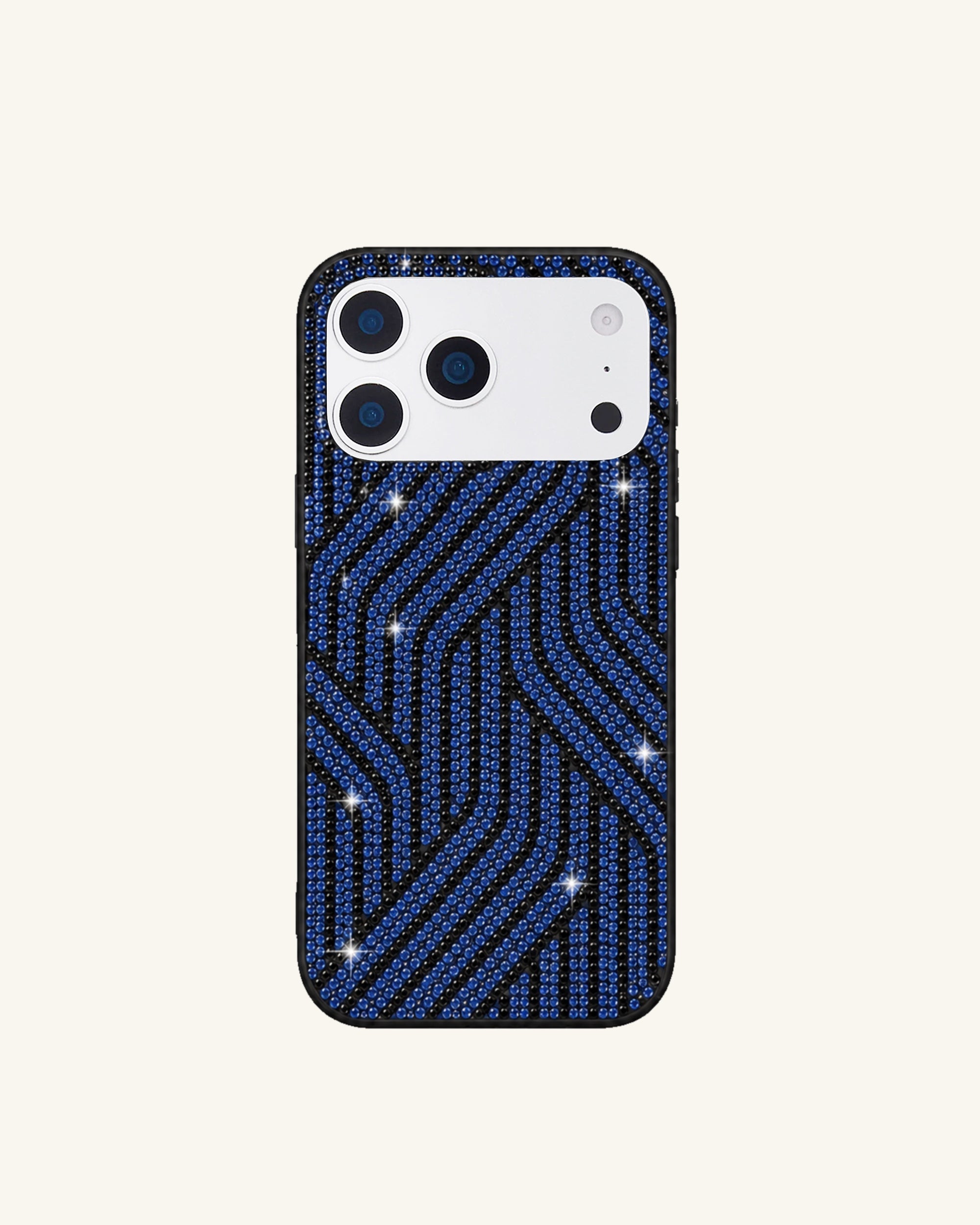 Geometric Wave Artificial Crystal Phone Case - Blue