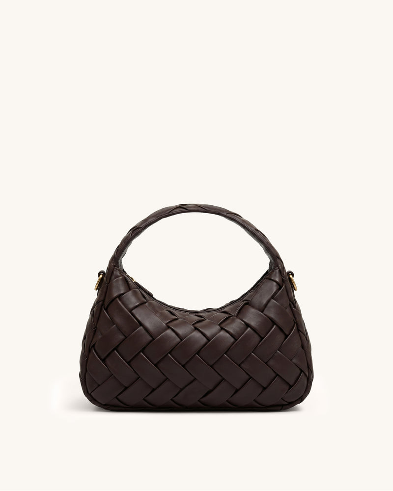 Orla Woven Hobo Shoulder Bag - Dark Brown