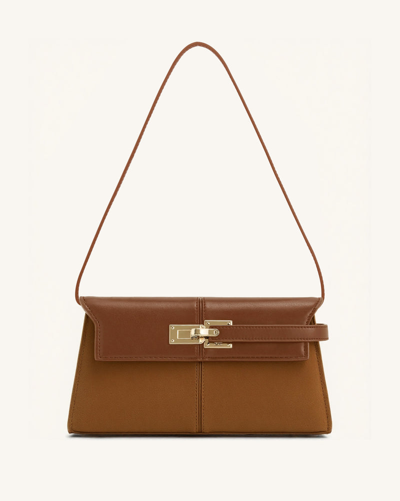 Ava Structured Shoulder Bag - Brown