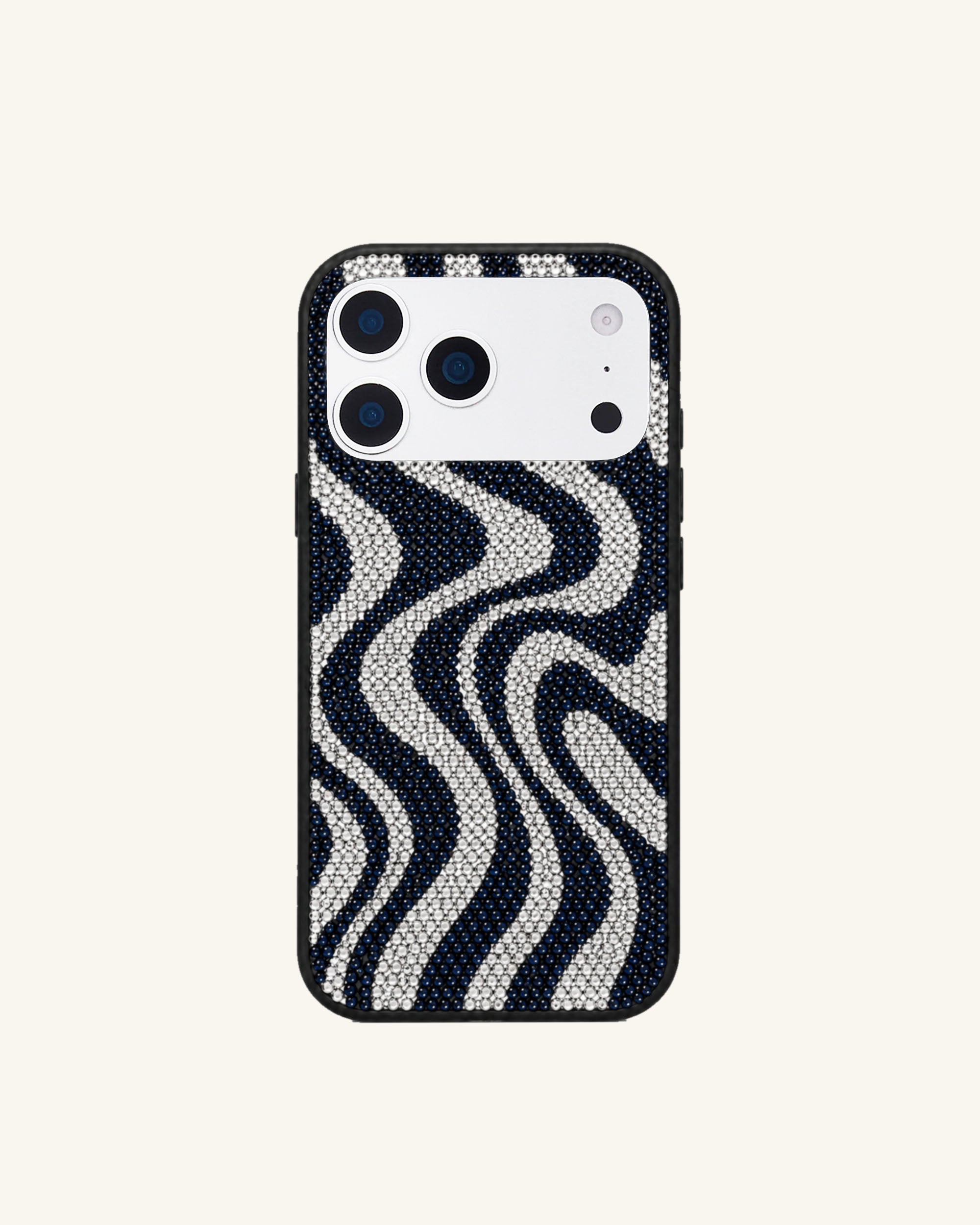 Zebra Pattern Artificial Crystal Phone Case - Black