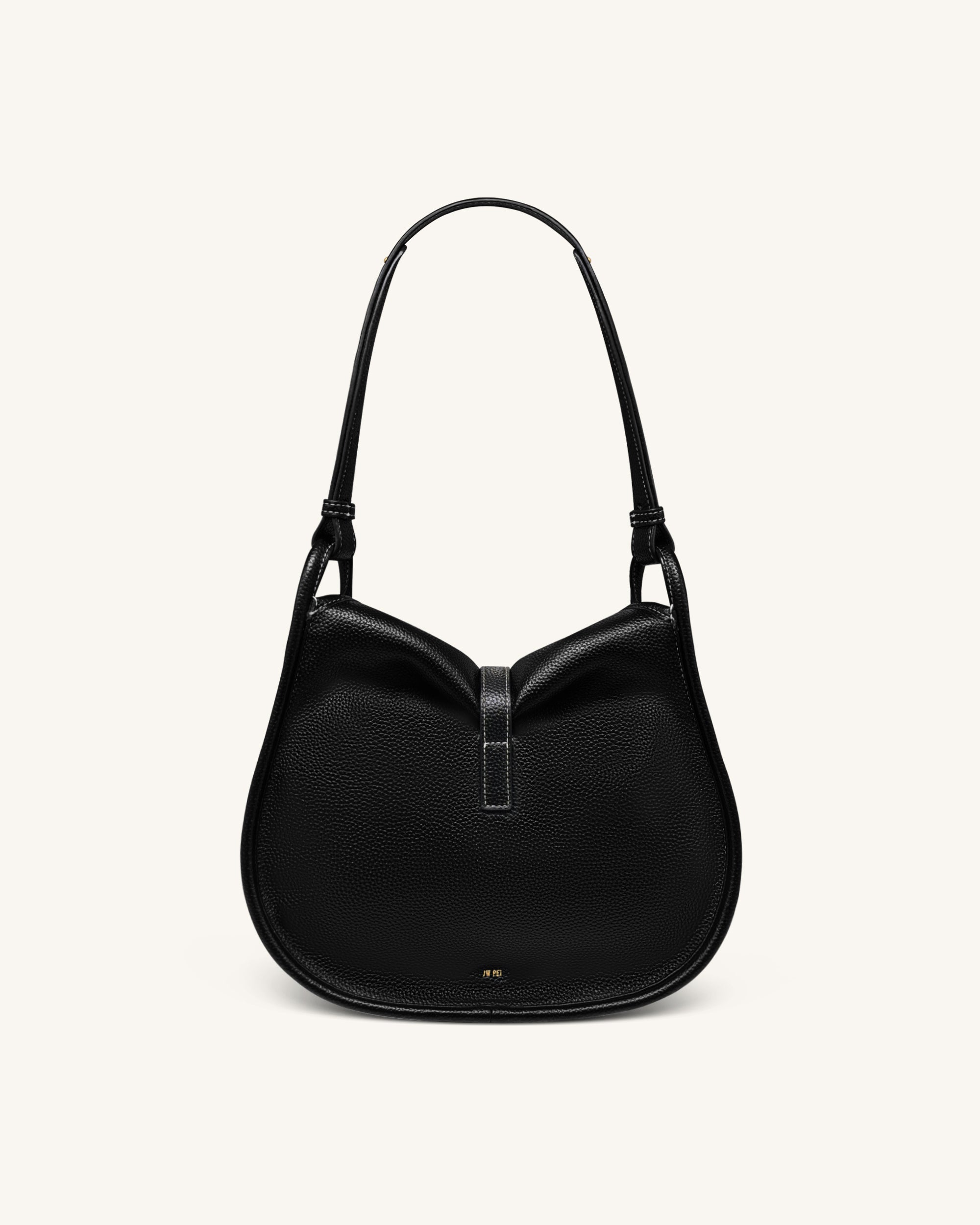 メンズ MINIMAL PU LEATHER HOBO BAG (BLACK) 3287