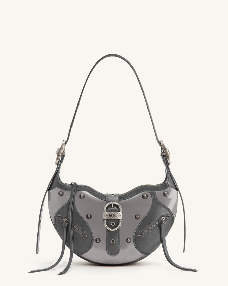 Tessa Studded Shoulder Bag - Dark Gray