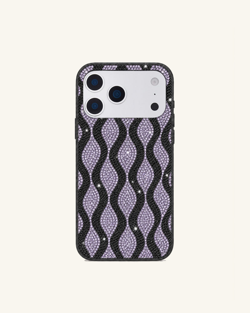 Wavy Rhinestone Phone Case – Purple