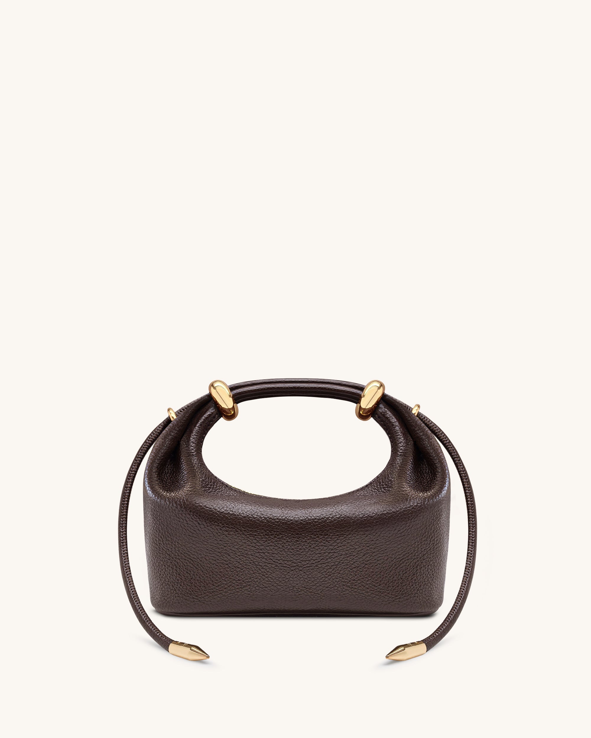 Ellie Metal Ring Embellished Top Handle Bag - Dark Brown | JW PEI