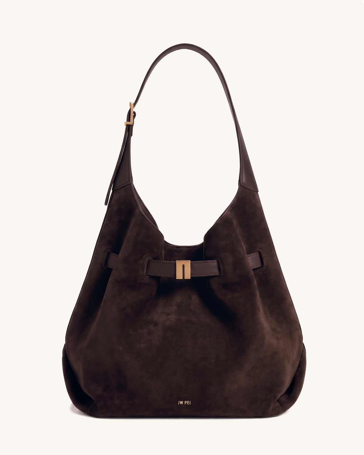 Hana Metal Strap Detail Soft Shoulder Bag – Dark Brown