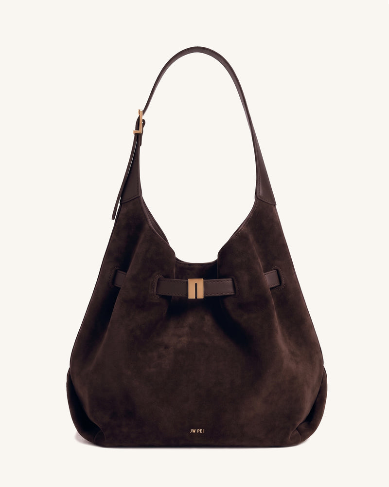 Hana Metal Strap Detail Soft Shoulder Bag – Dark Brown
