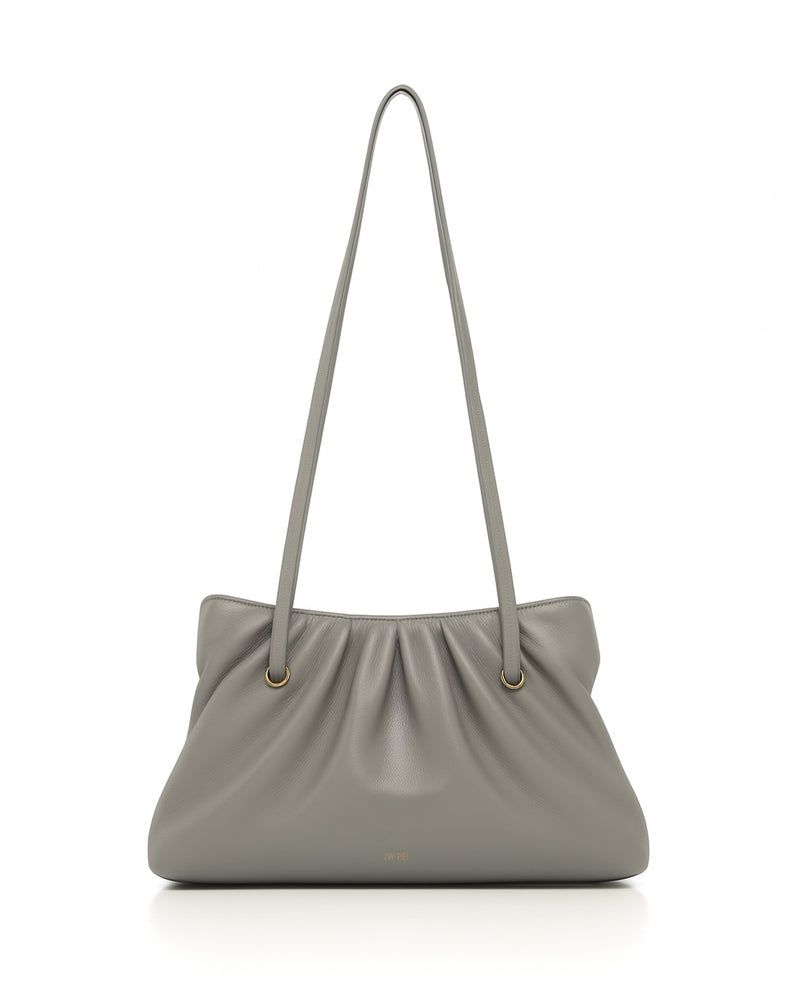 Mia Pleated Shoulder Bag - Grey