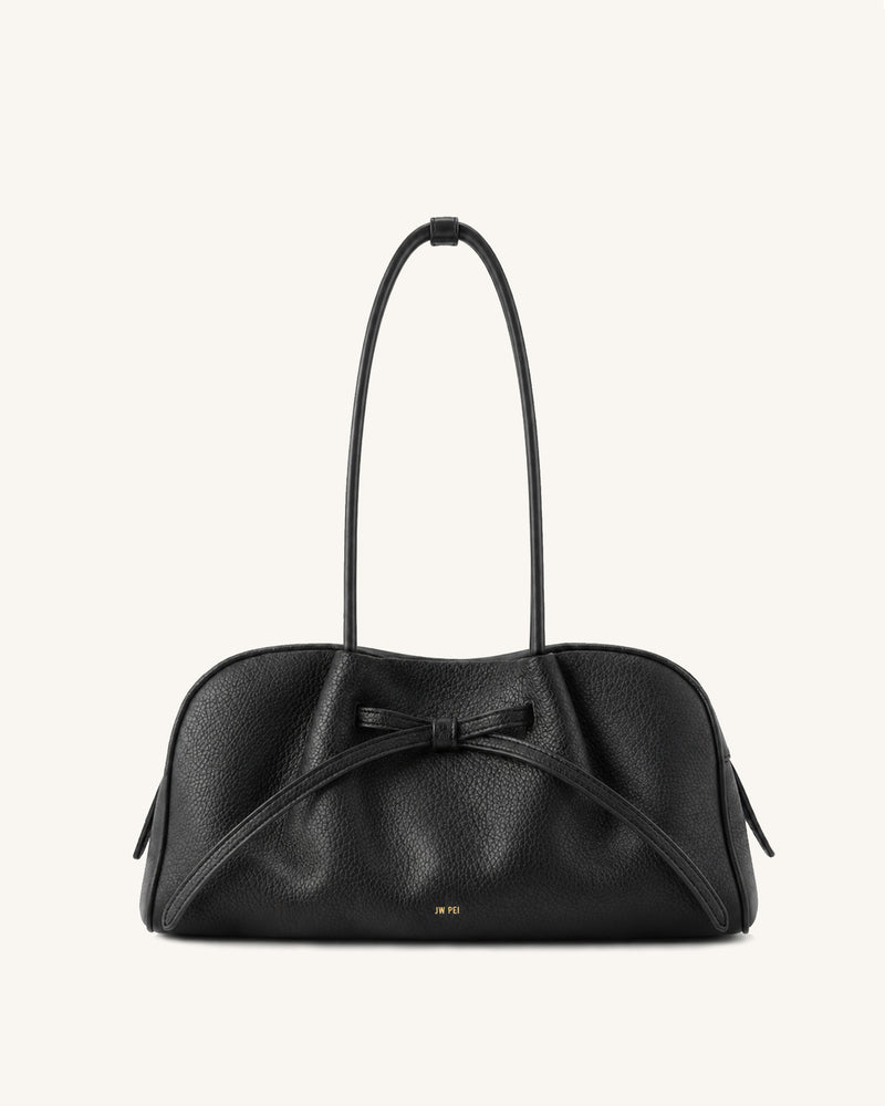 Mabel Bow-Detailed East-West Shoulder Bag - Black