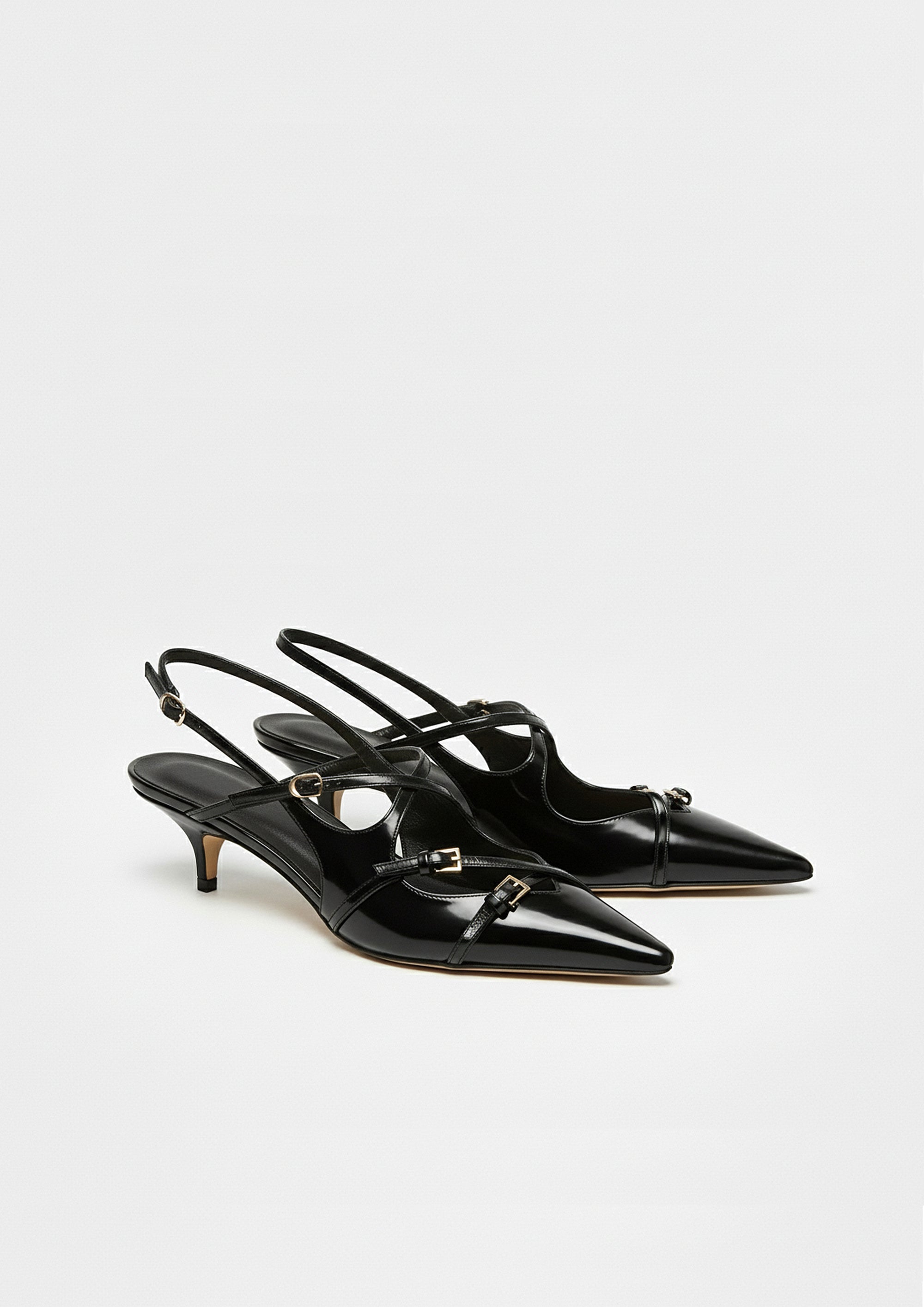 Maya Buckled Slingbacks – Black