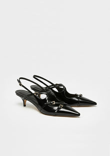 Maya Buckled Slingbacks – Black