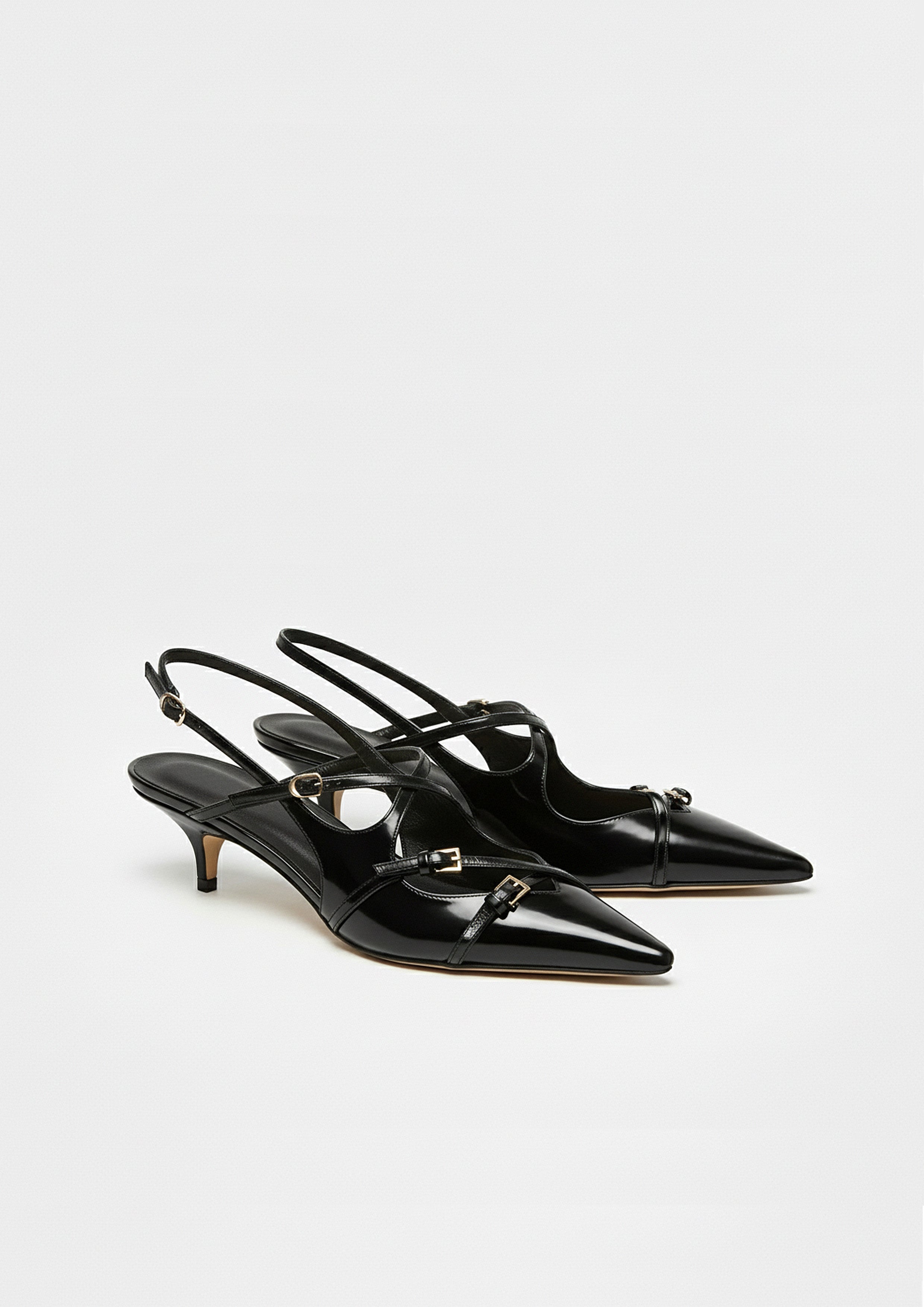 Maya Buckled Slingbacks – Black