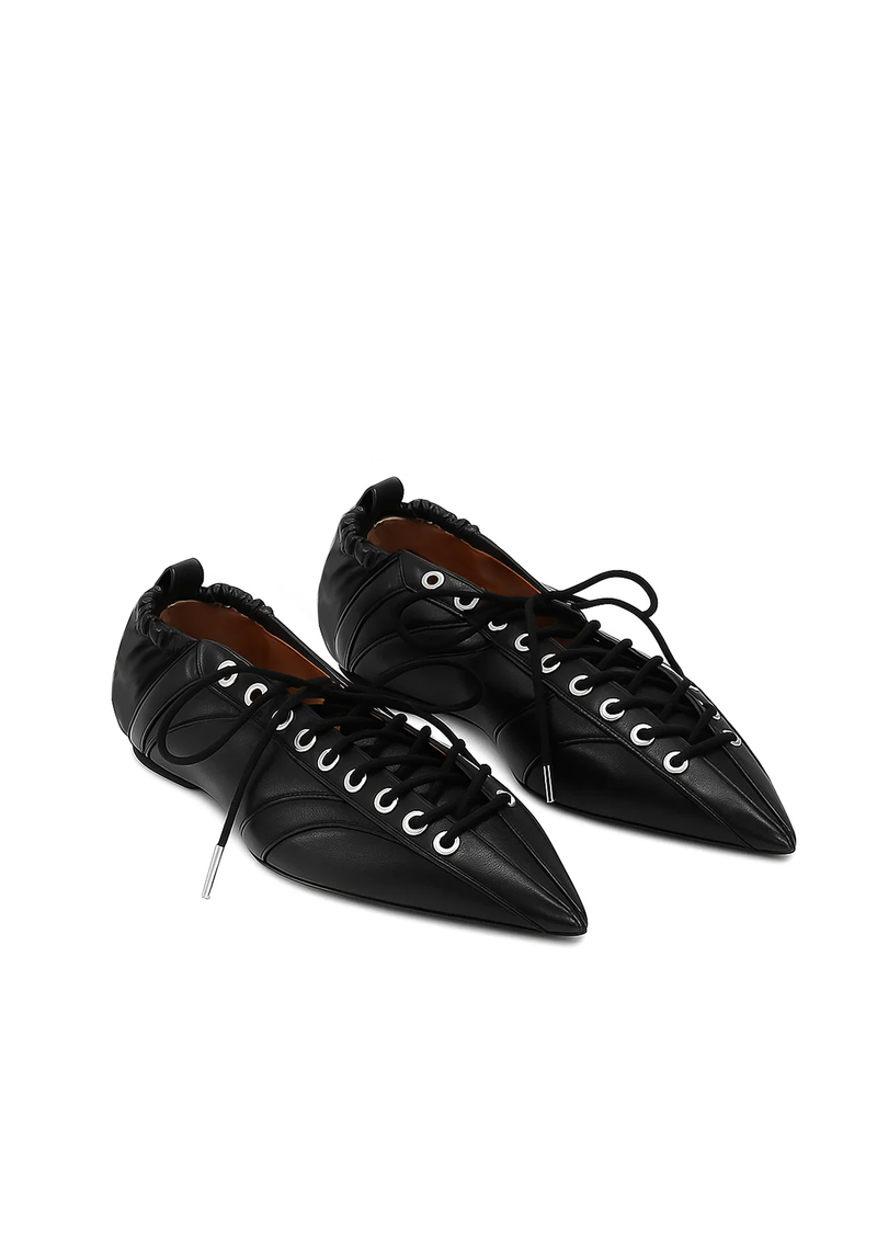 Ava Lace-Up Flats – Black