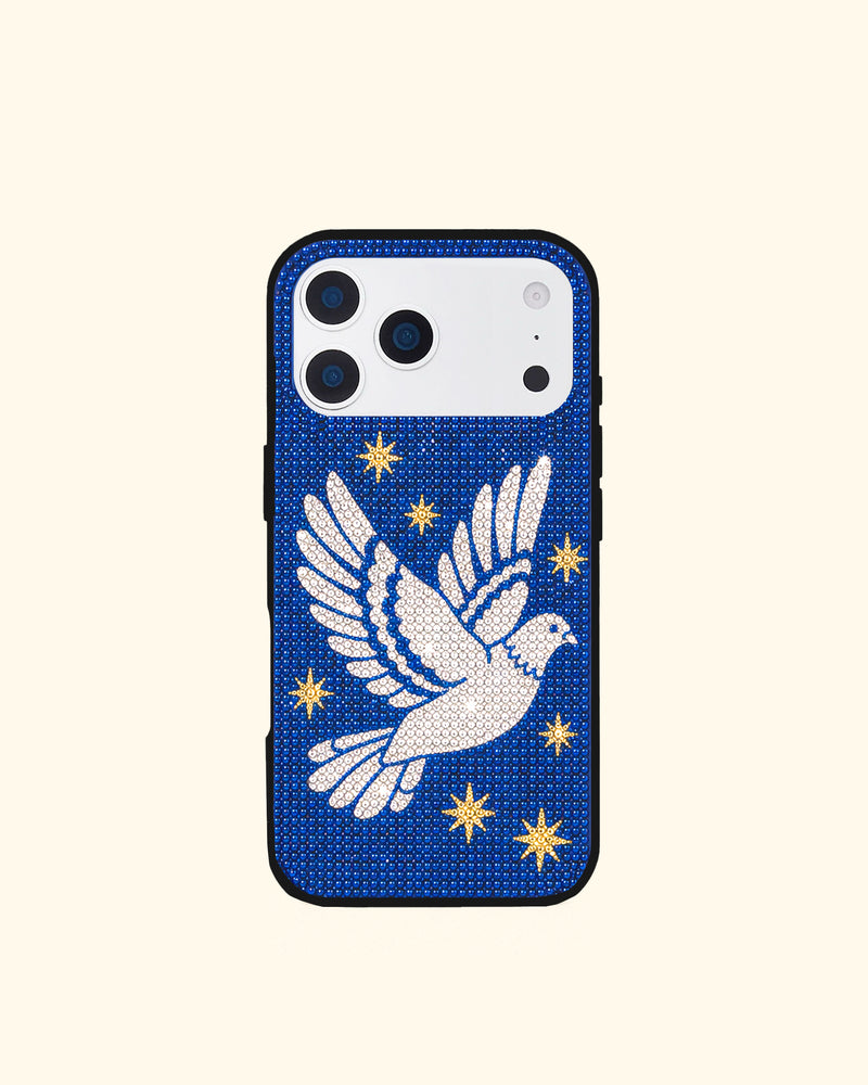 White Dove Artificial Crystal Phone Case – Blue