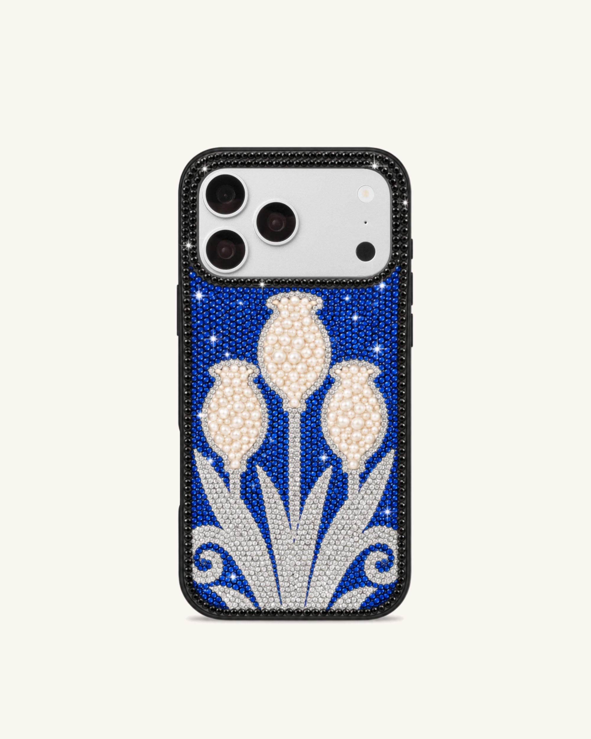 Tulip Artificial Crystal Phone Case – Blue