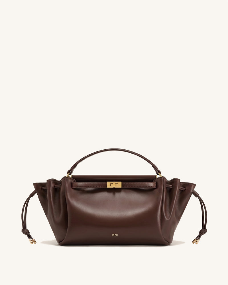 Keyla Drawstring Top Handle Bag – Dark Brown