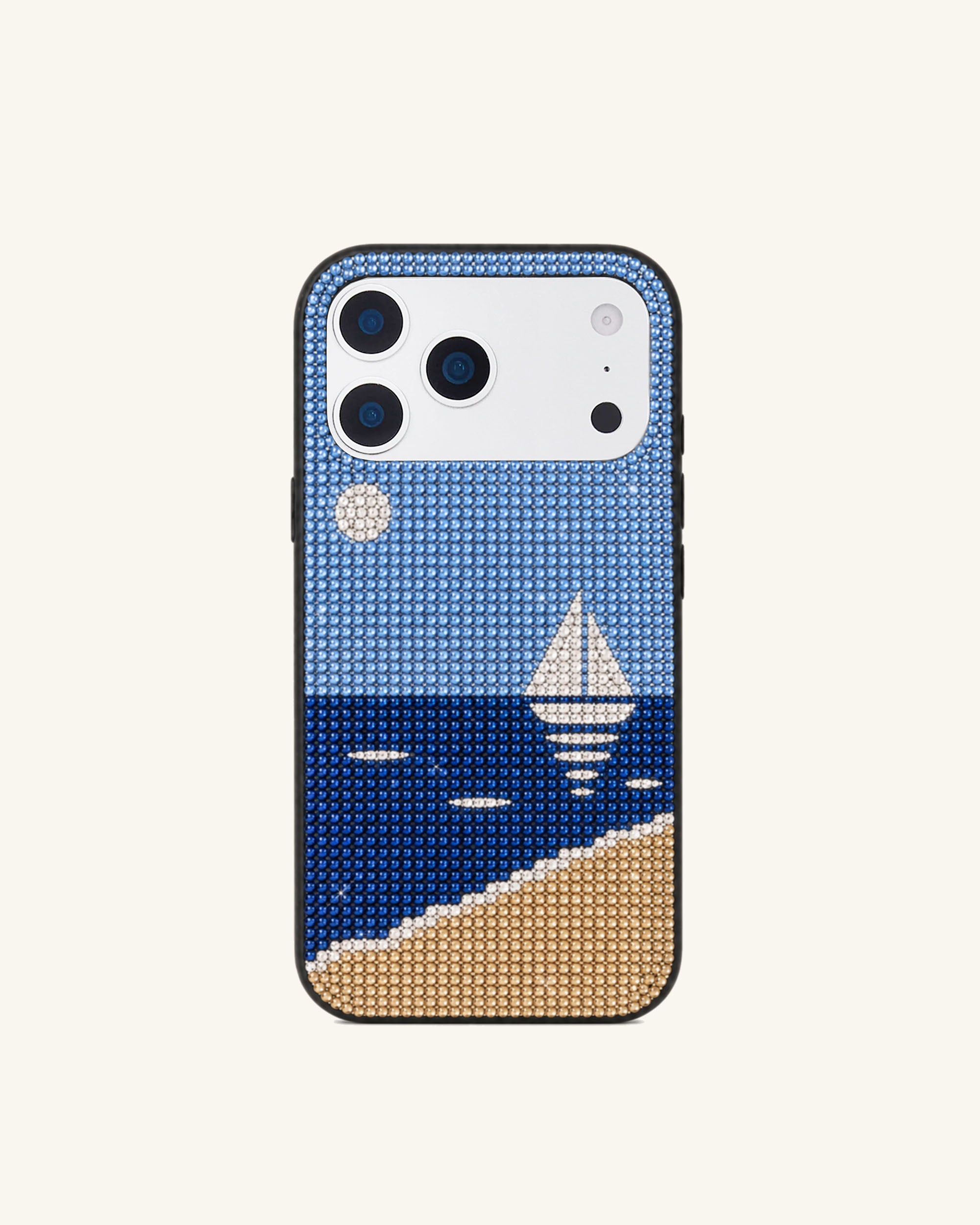 Sailboat Seaside Artificial Crystal Phone Case - Blue