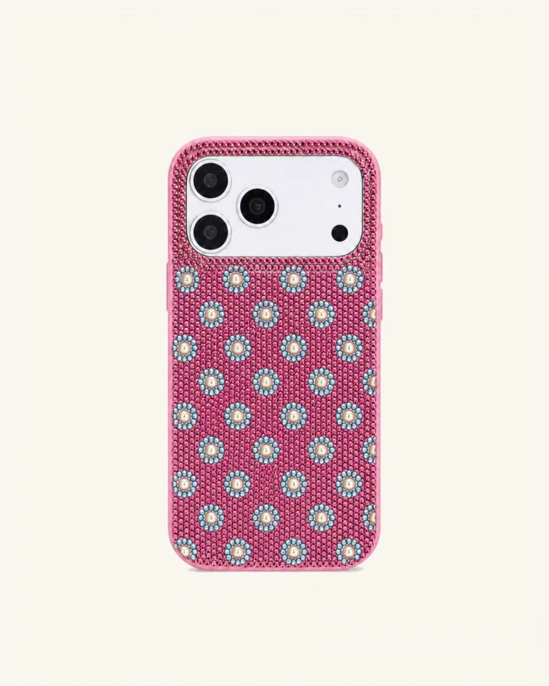 Pearl Rosette Artificial Crystal Phone Case - Pink