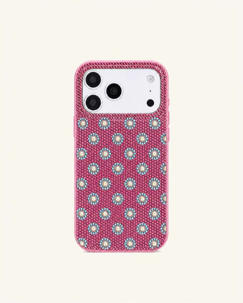 Pearl Rosette Artificial Crystal Phone Case - Pink