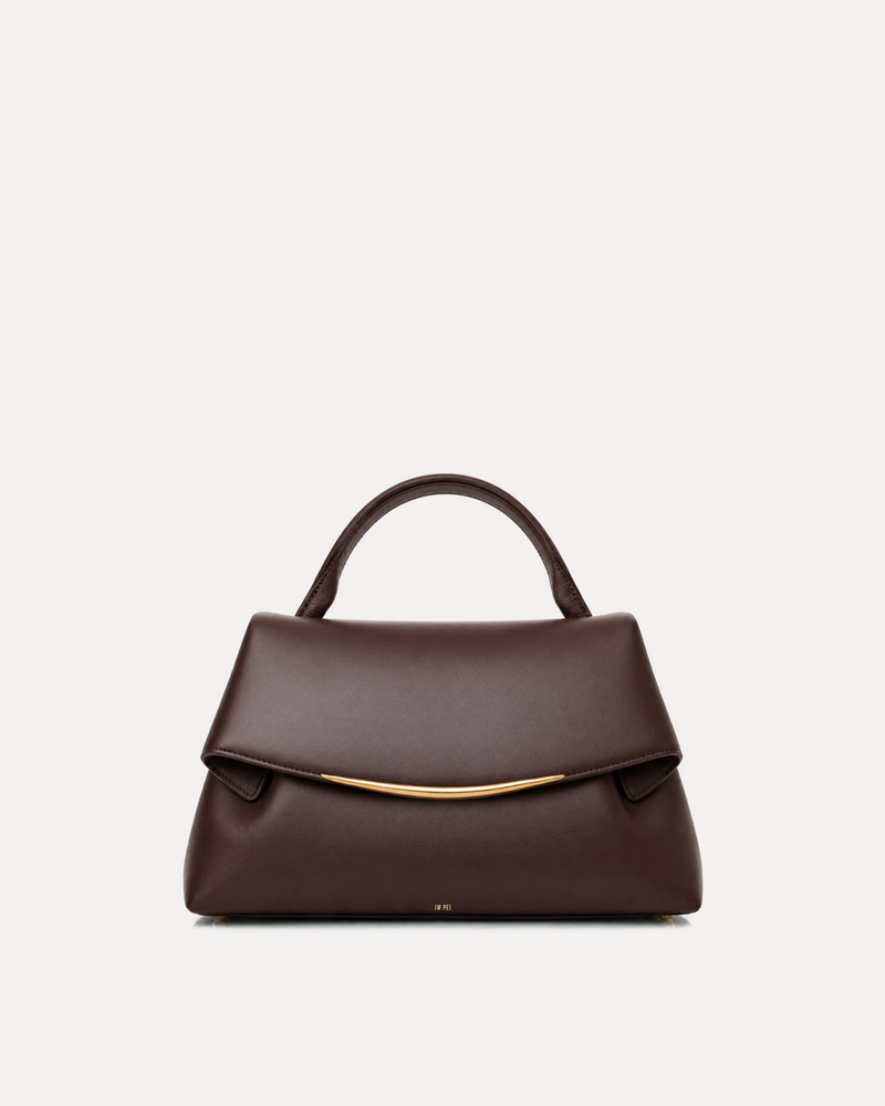 Mia Gold Accent Top Handle Bag - Brown