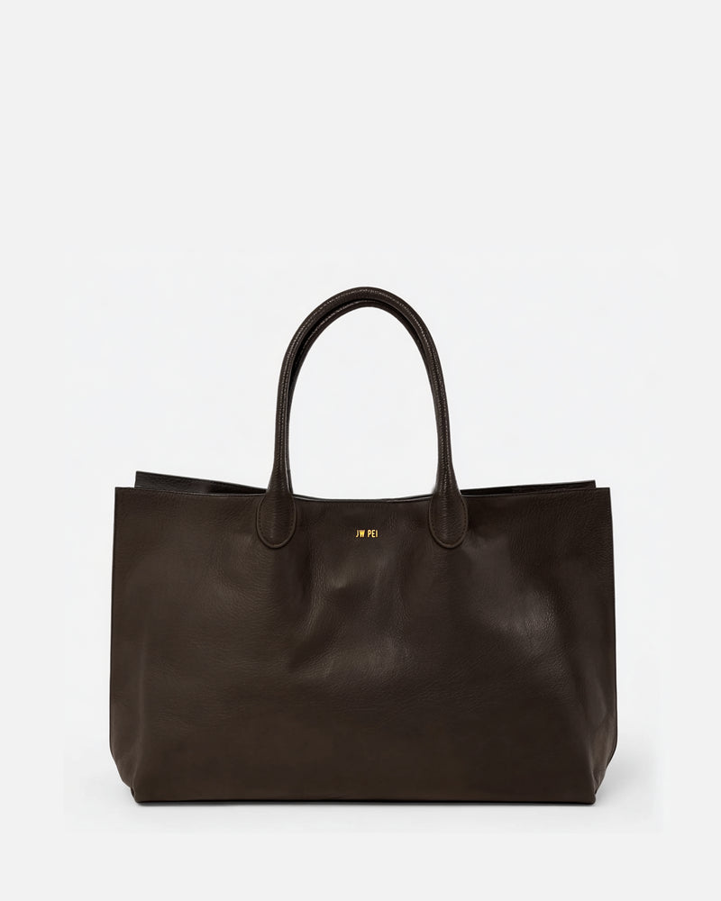 Avery Leather Tote Bag - Dark Brown