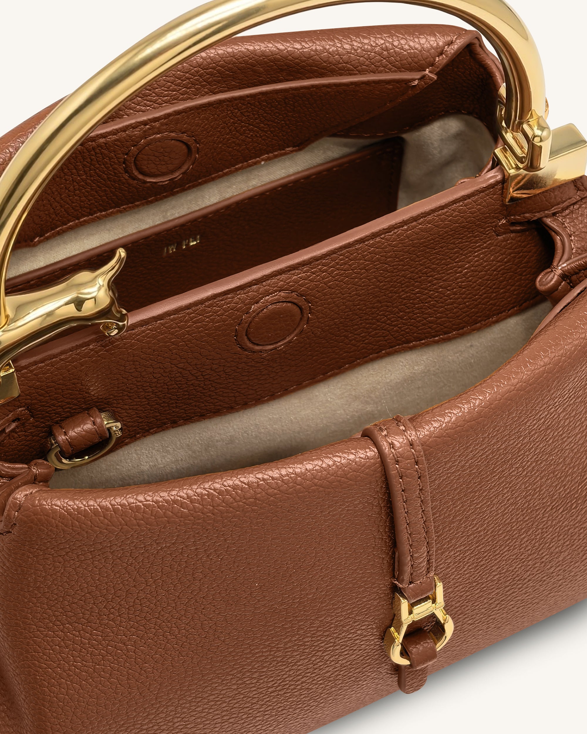 Bruna Dachshund Metal Handle Top Handle Bag - Brown | JW PEI