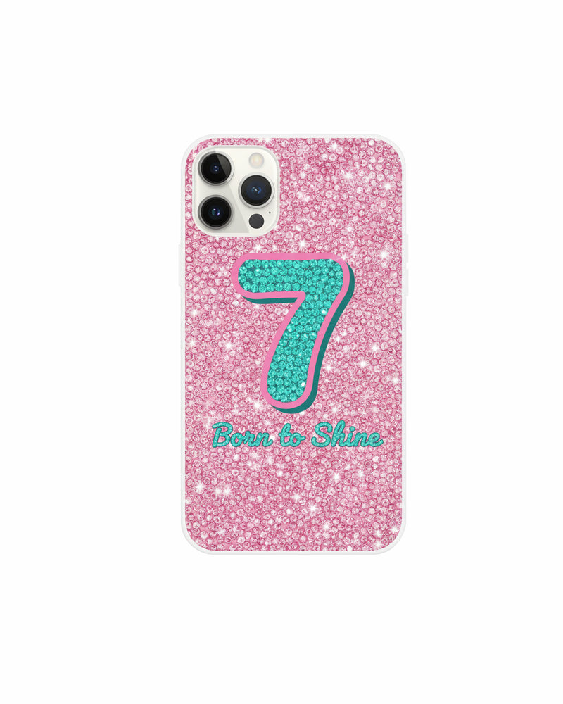 Number Seven Glitter Phone Case – Pink