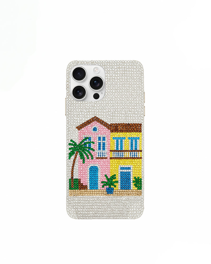 Artificial Crystal House Scene Phone Case – White