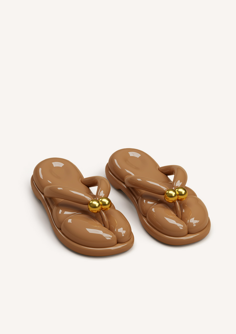 Bella Puffy Sandals – Brown